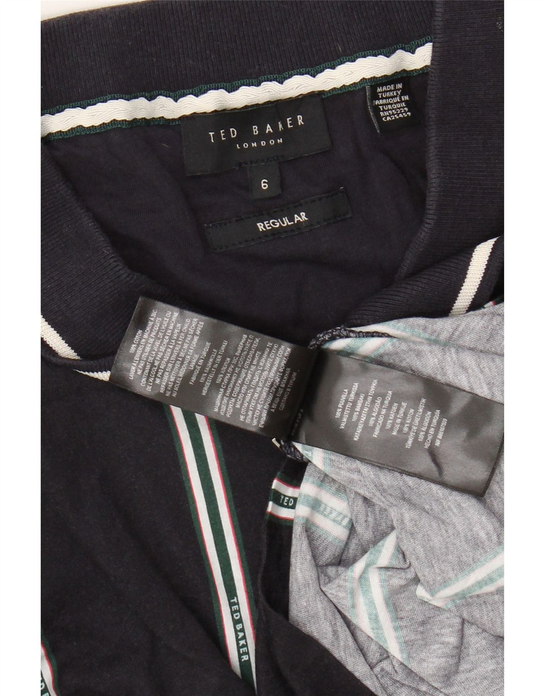 Polo da uomo con collo regolare con zip TED BAKER taglia 6 2XL a righe blu navy