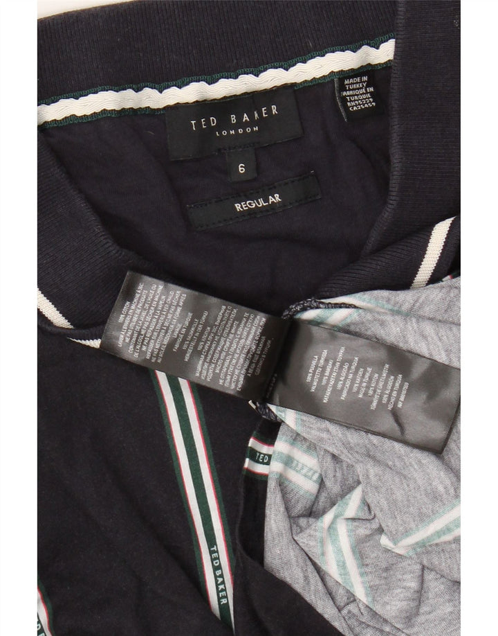 Polo da uomo con collo regolare con zip TED BAKER taglia 6 2XL a righe blu navy