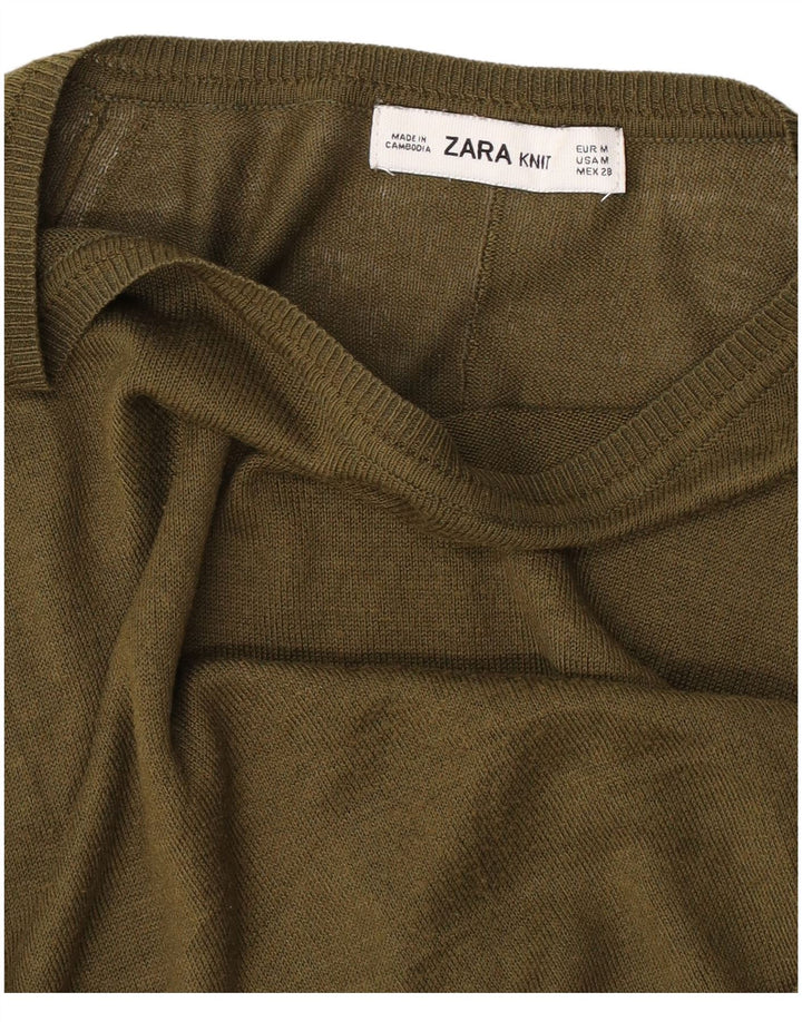 Maglione maglione con scollo a barca da donna Zara UK 14 medio cachi