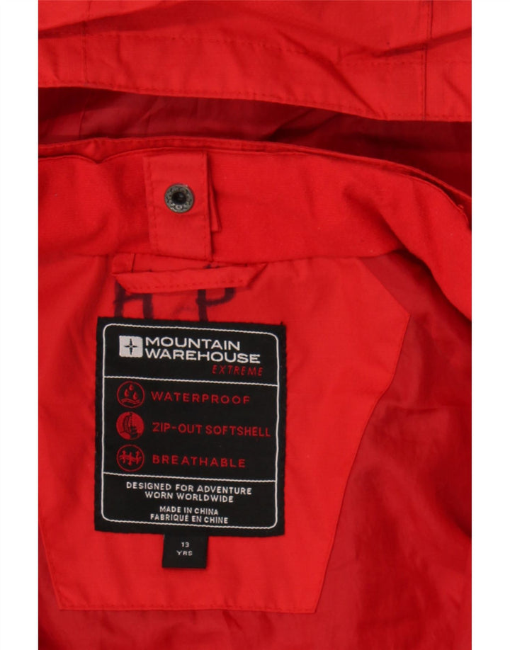 MOUNTAIN WAREHOUSE Boys Hooded Rain Jacket 12-13 Years Red Polyester Vintage Mountain Warehouse and Second-Hand Mountain Warehouse from Messina Hembry 