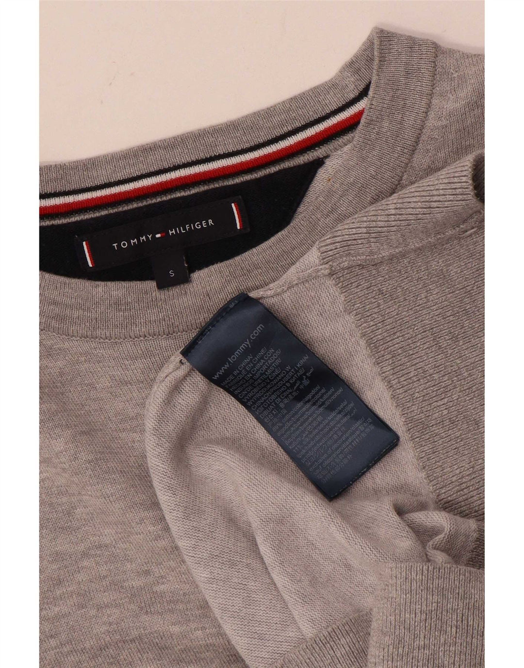 Tommy Hilfiger Uomo Maglione con scollo a barca Maglione piccolo in cotone grigio