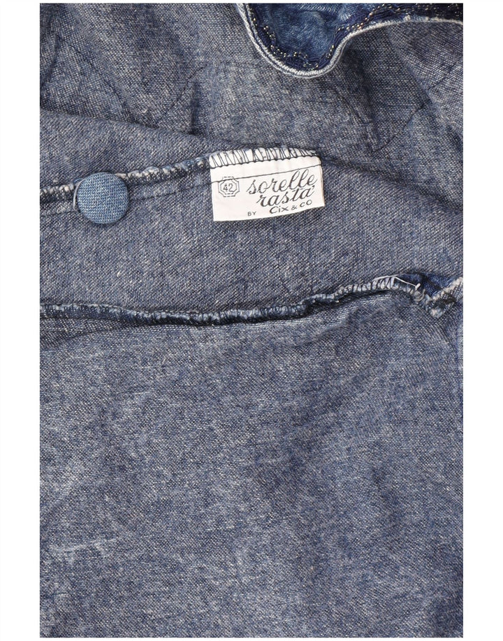 Giacca di jeans vestibilità ampia con grafica vintage da donna IT 42 Cotone blu medio