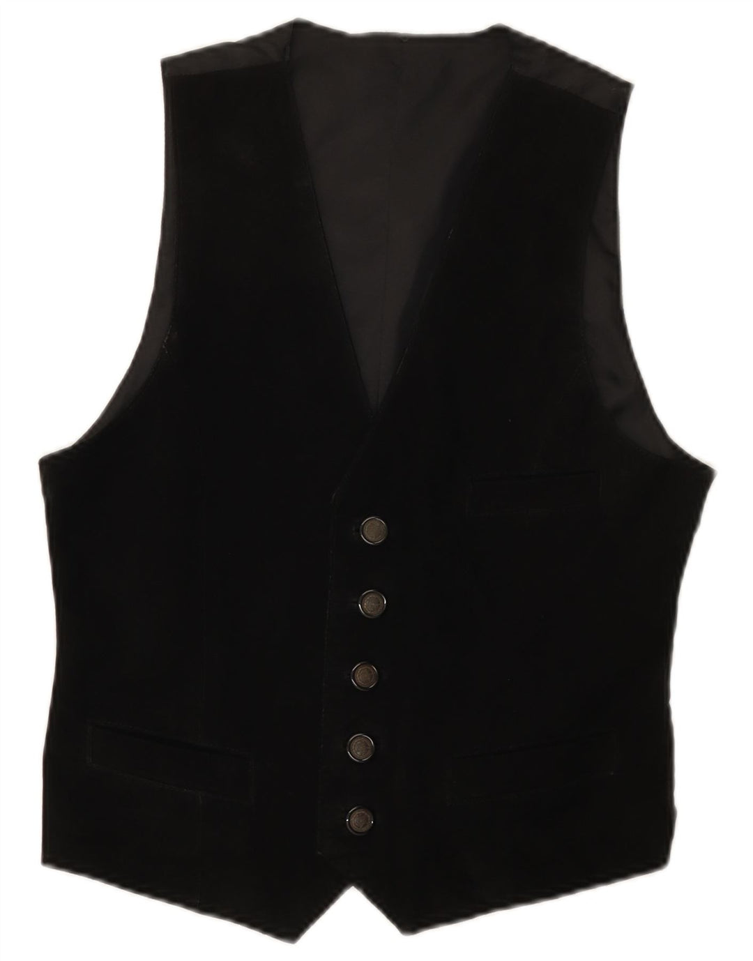 Gilet vintage da uomo in pelle scamosciata XS in pelle nera