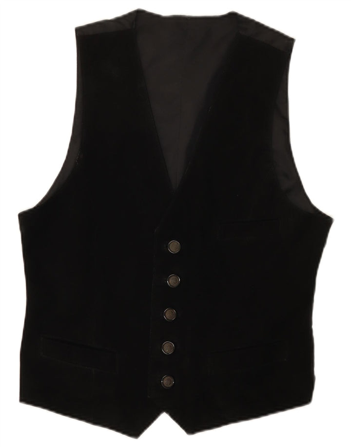 Gilet vintage da uomo in pelle scamosciata XS in pelle nera