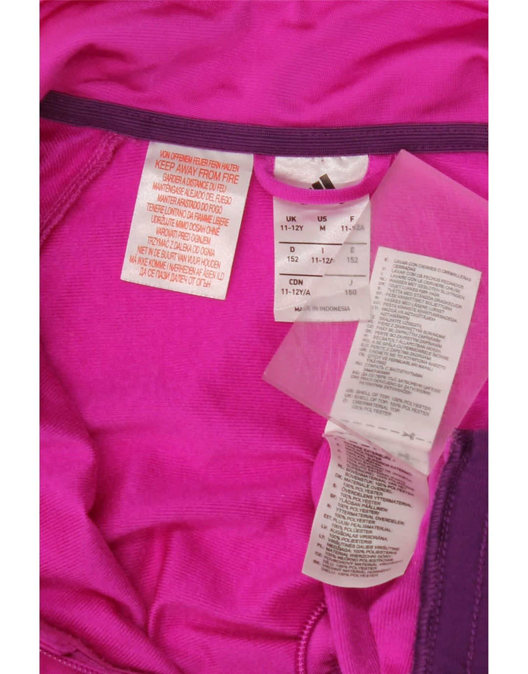 Giacca superiore della tuta da ragazza ADIDAS 11-12 anni Poliestere color block rosa