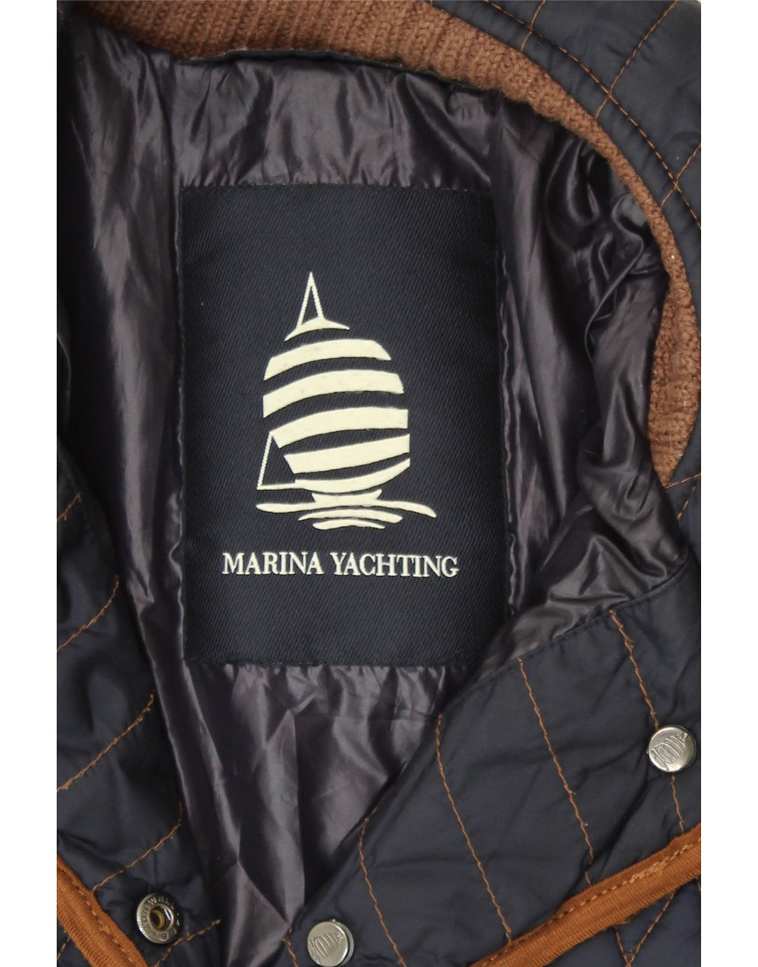 MARINA YACHTING Womens Quilted Jacket IT 42 Medium Navy Blue Polyamide Vintage Marina Yachting and Second-Hand Marina Yachting from Messina Hembry 