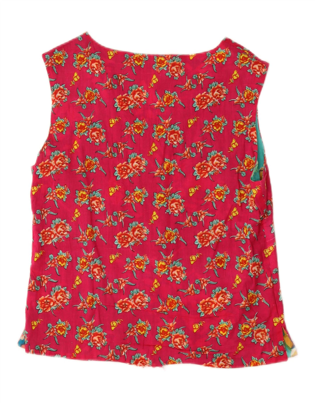 VINTAGE Womens Reversible Gilet UK 14 Medium Pink Floral Vintage Vintage and Second-Hand Vintage from Messina Hembry 