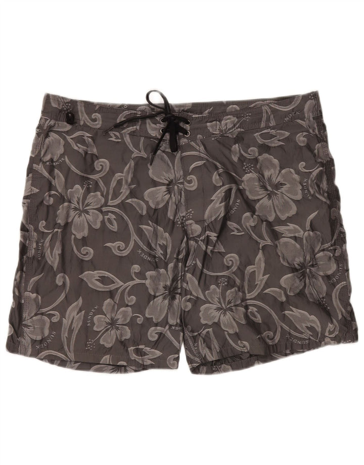 Pantaloncini da bagno con grafica Sundek per ragazzi 15-16 anni in poliestere floreale grigio
