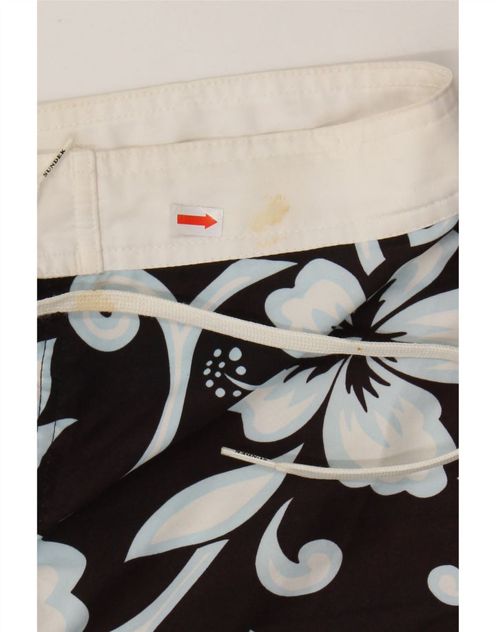 Pantaloncini da bagno da uomo SUNDEK grandi in poliestere floreale nero