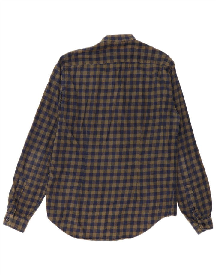 Camicia ZARA da uomo slim fit in flanella a quadri kaki medio