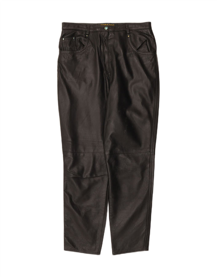 Pantaloni in pelle affusolati da donna Scirocco IT 42 Medium W30 L29 Pelle nera