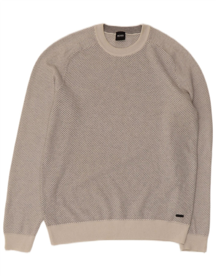 Maglione maglione girocollo da uomo Hugo Boss poliestere grigio medio