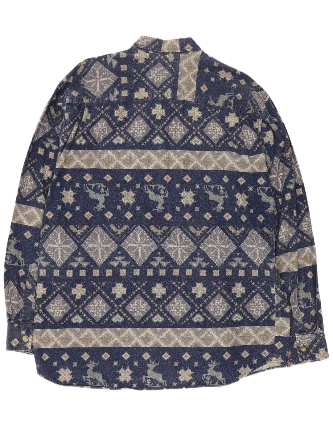 Camicia da uomo vintage grande geometrica blu navy