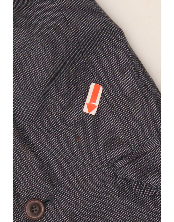 French Connection Giacca blazer da uomo a 2 bottoni UK 36 piccolo blu navy a quadri