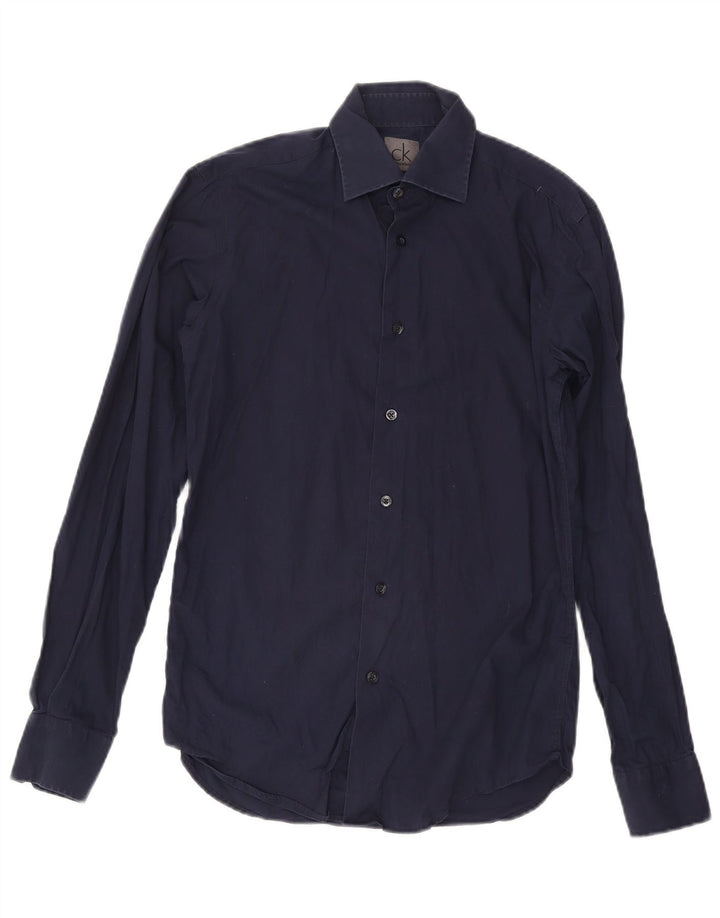 Camicia da uomo Calvin Klein taglia 38 15 cotone blu navy medio