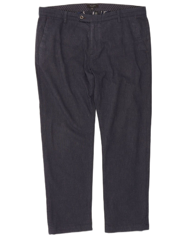 Pantaloni chino dritti da uomo Ted Baker W38 L30 cotone blu navy