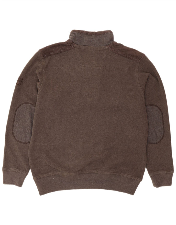 Maglione da uomo con zip e collo Pierre Cardin marrone medio