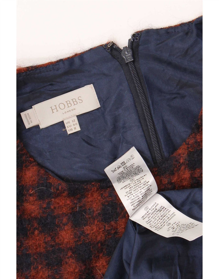 Abito a trapezio senza maniche da donna Hobbs UK 12 medio in lana a quadri blu navy