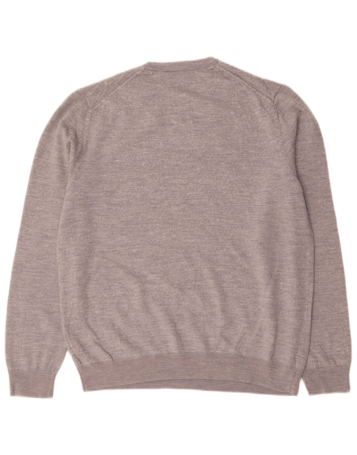 Maglione maglione girocollo da uomo Marks & Spencer grande lana merino grigia