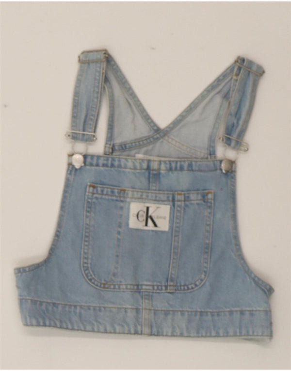 CALVIN KLEIN JEANS Top corto in denim da donna UK 4 XS Blu cotone