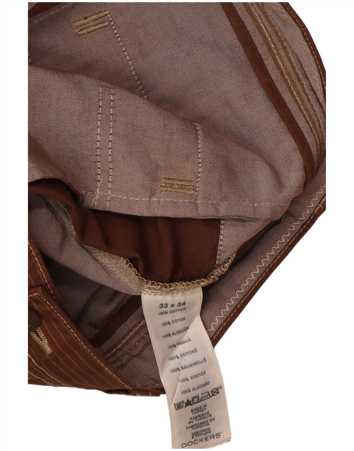 DOCKERS Pantaloni chino slim fit da uomo W34 L34 gessati marroni classici