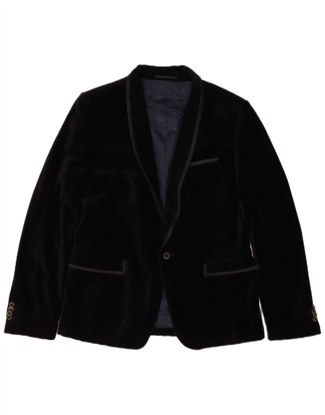 Giacca blazer in velluto da uomo a 1 bottone Zara EU 50 cotone nero medio