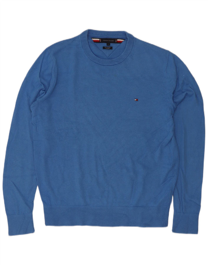 Maglione maglione girocollo da uomo Tommy Hilfiger grande cotone blu