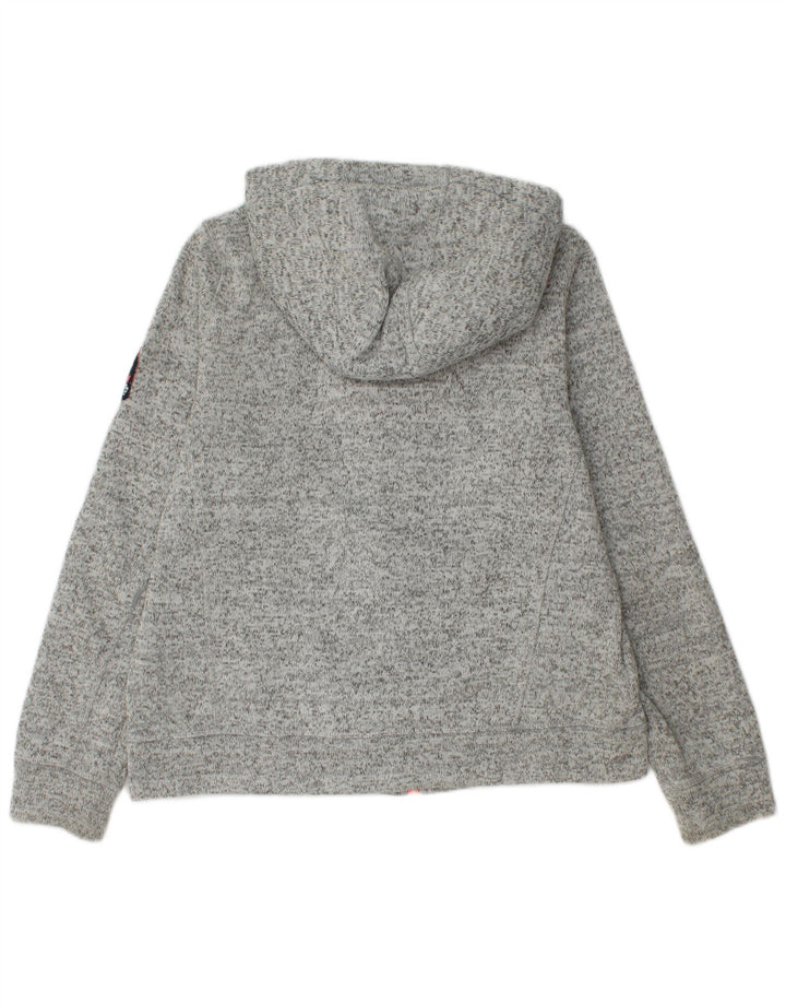 Felpa con cappuccio e zip da donna Superdry UK 16 Grande poliestere chiazzato grigio