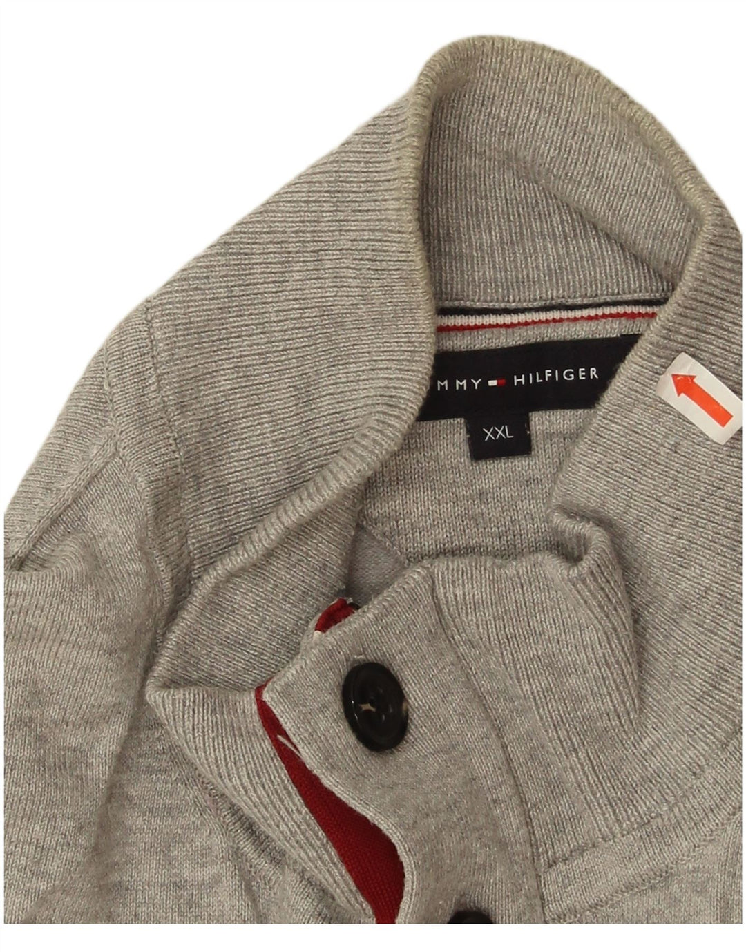 Maglione maglione da uomo con collo a bottoni Tommy Hilfiger 2XL cotone grigio