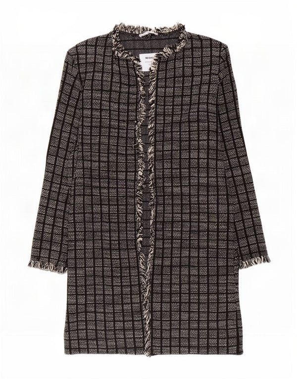 Zara Womens Open Overcoat UK 14 Medium Black Check Cotton