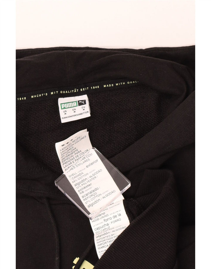 Felpa con cappuccio grafica corta da donna Puma UK 14 cotone nero medio