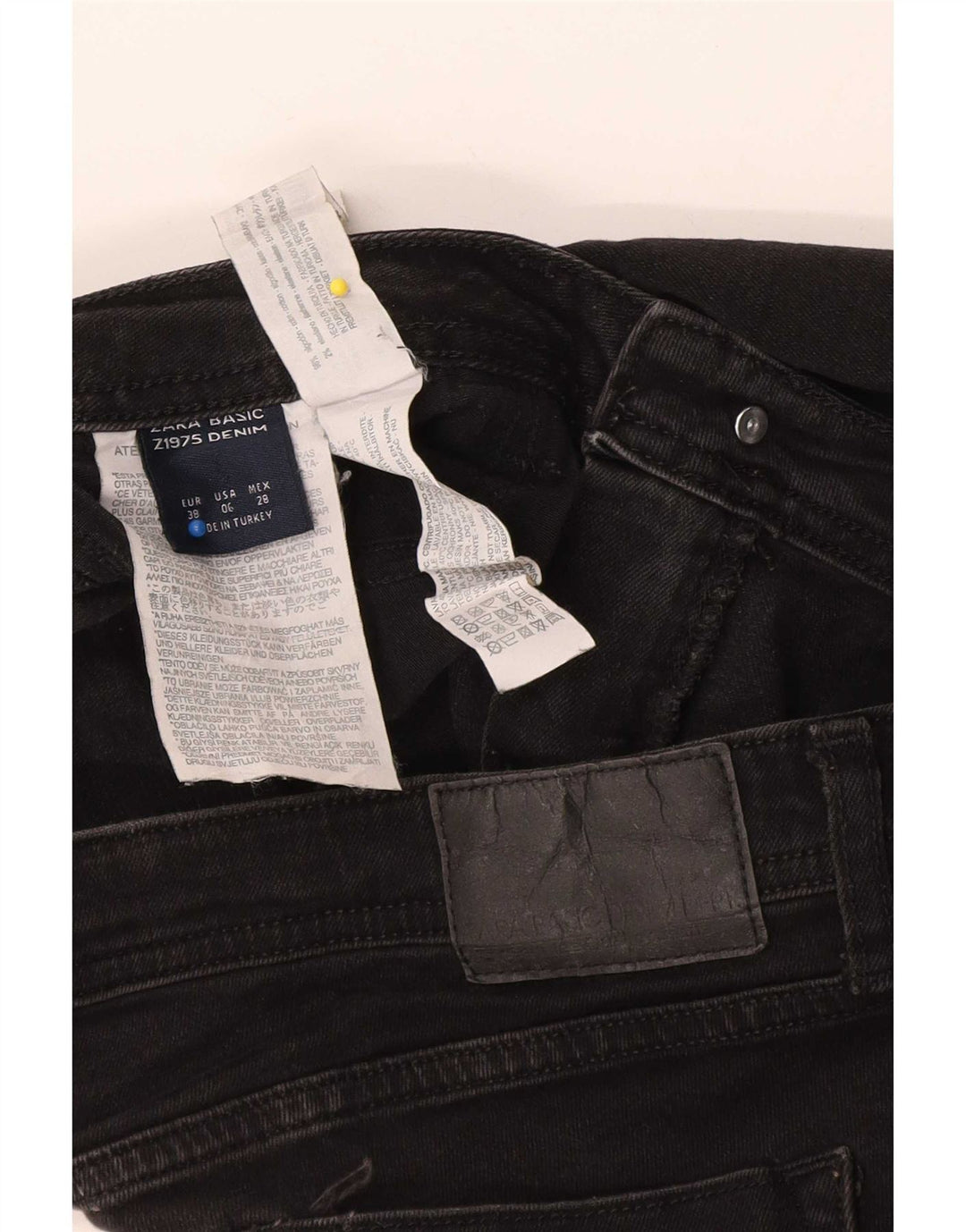 Jeans slim invecchiati da donna Zara EU 38 piccoli W28 L26 cotone nero