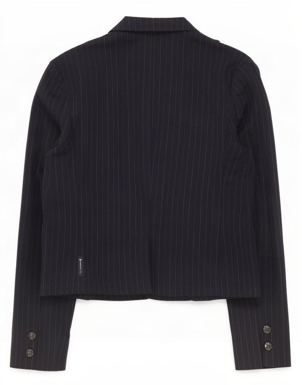 Giacca blazer da donna a 3 bottoni Armani Jeans, UK 14, gessato medio blu navy