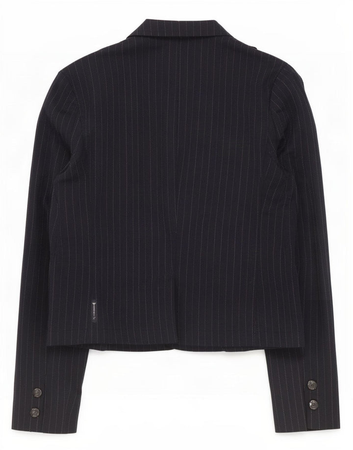 Giacca blazer da donna a 3 bottoni Armani Jeans, UK 14, gessato medio blu navy