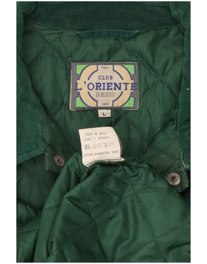Giacca trapuntata vintage da uomo UK 40 grande nylon verde