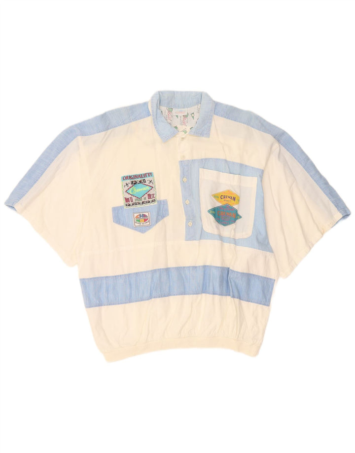 Camicia pullover grafica a maniche corte da uomo Chewan, taglia unica, colore bianco