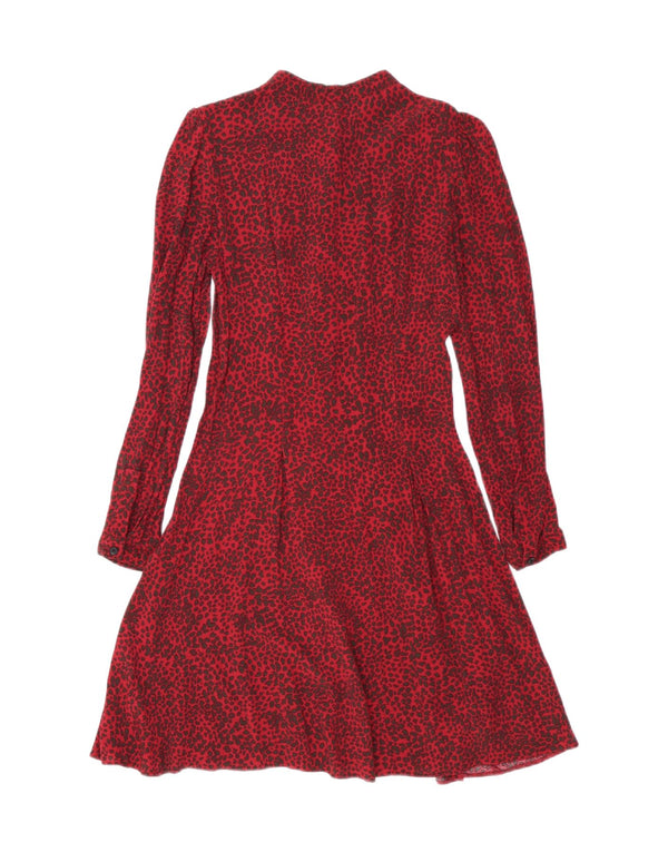 WAREHOUSE Abito camicia da donna UK 8 Viscosa con stampa animalier rossa piccola