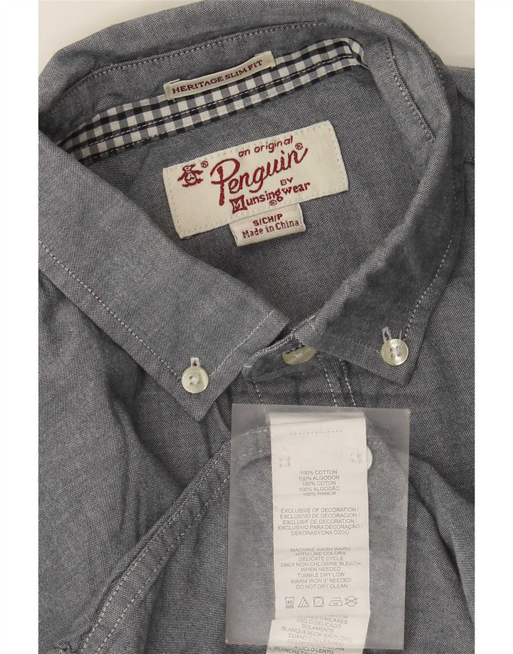 Camicia Penguin Heritage da uomo slim fit piccola in cotone grigio