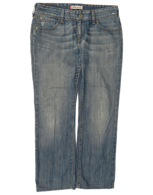 Jeans dritti invecchiati 570 da donna Levi's W32 L28 cotone blu