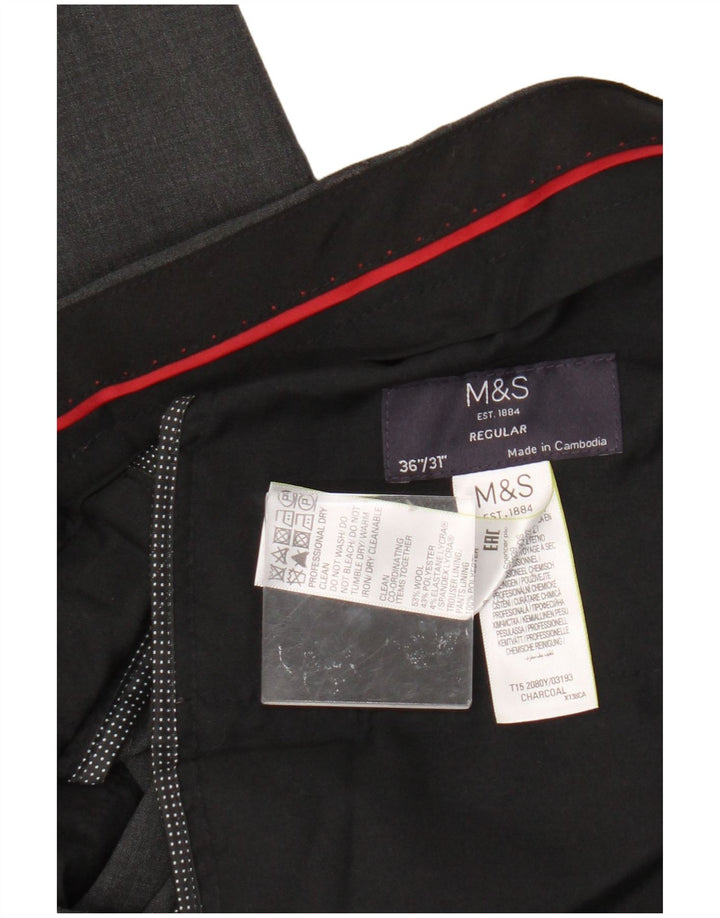Pantaloni da abito vestibilità regolare da uomo Marks & Spencer W36 L31 lana grigia
