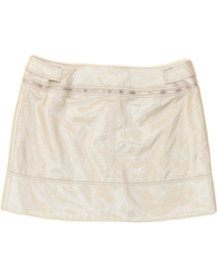 KAREN MILLEN Womens Mini Skirt UK 14 Large W36  Silver Polyester Vintage Karen Millen and Second-Hand Karen Millen from Messina Hembry 