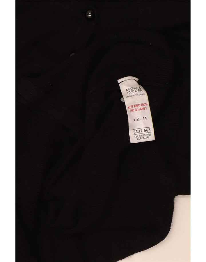 Maglione cardigan corto da donna Marks & Spencer UK 14 viscosa nera media