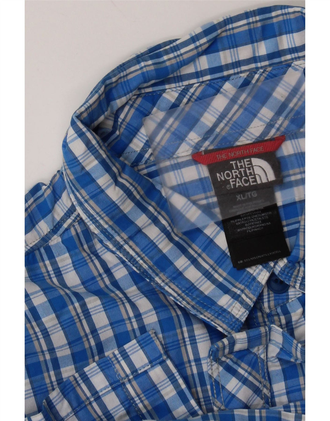 THE NORTH FACE Camicia a maniche corte da uomo XL in nylon a quadri blu