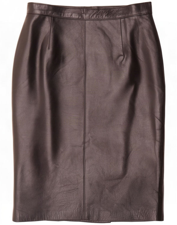 Gonna vintage in pelle da donna IT 44 Media W28 Nera