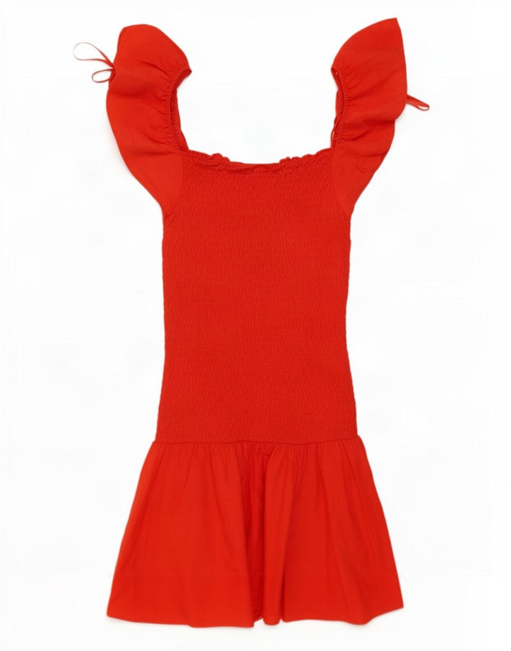 Abito Zara da donna con spalle scoperte UK 10 piccolo rosso in cotone