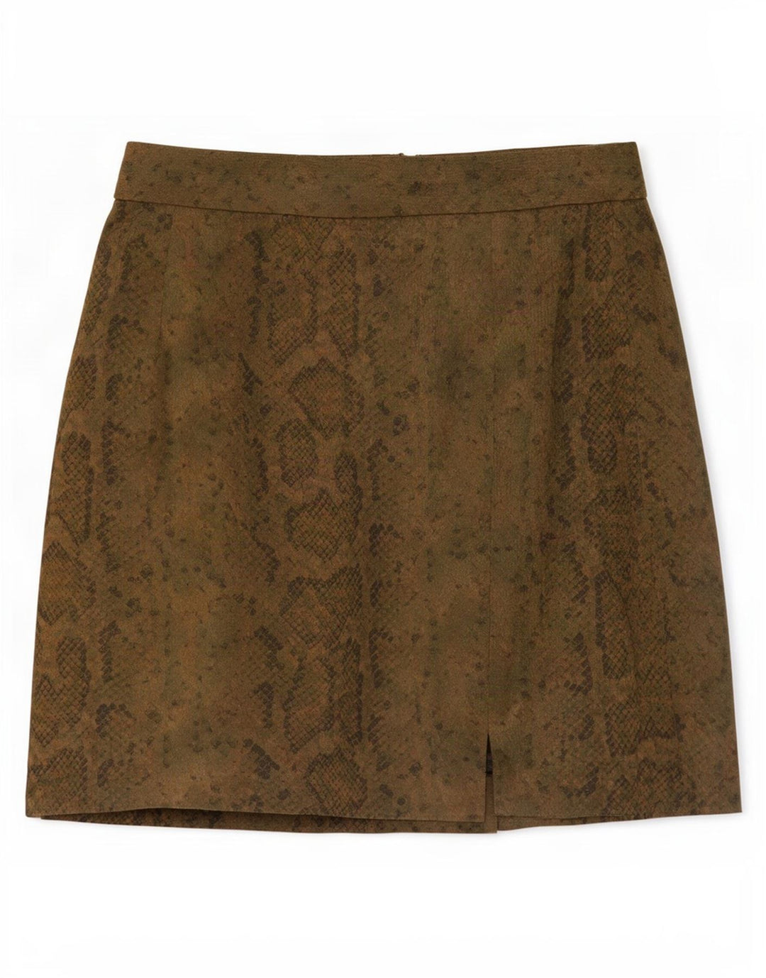 Minigonna vintage da donna IT 44 media W27 stampa animalier kaki