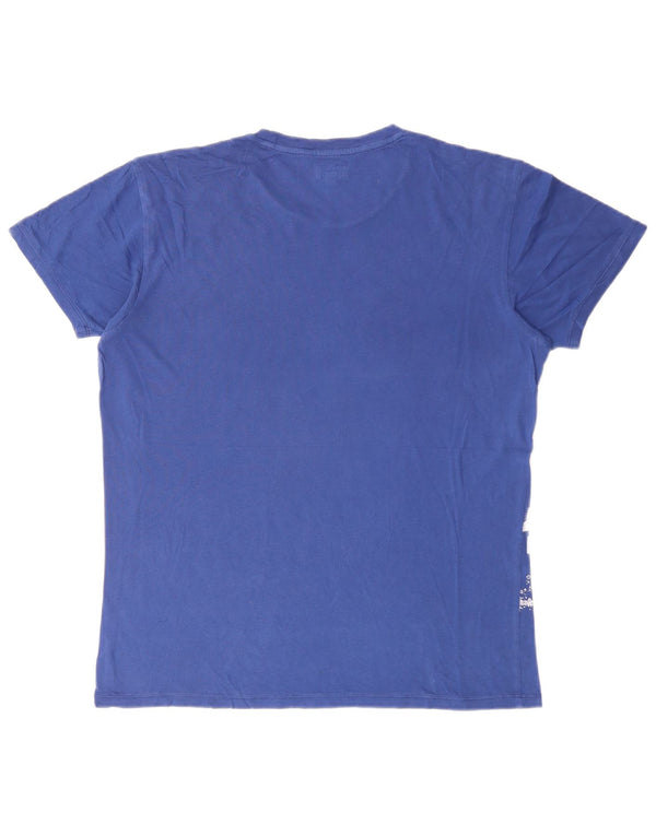 ARMANI JEANS T-shirt grafica da uomo Top grande in cotone blu