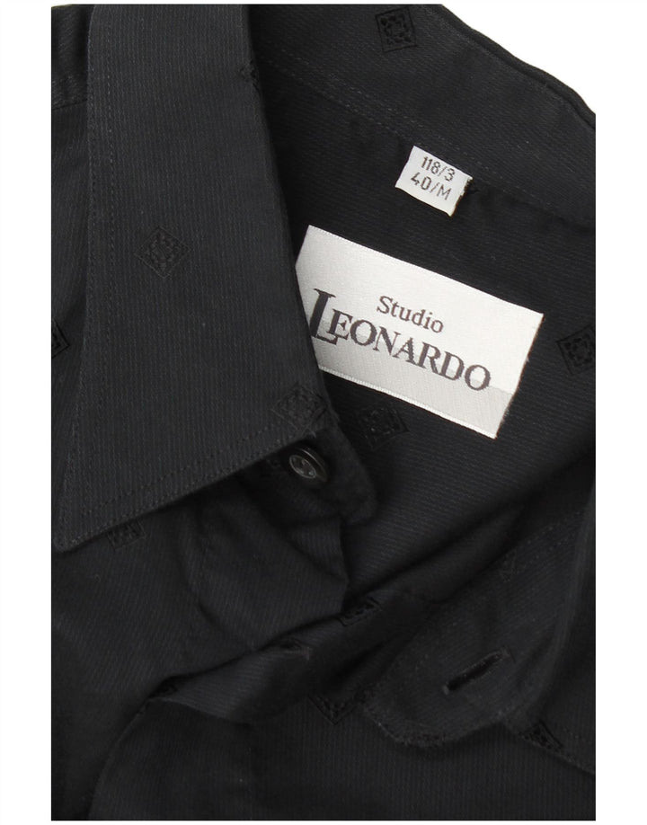 Camicia a maniche corte da uomo Studio Leonardo taglia 40 media nera geometrica