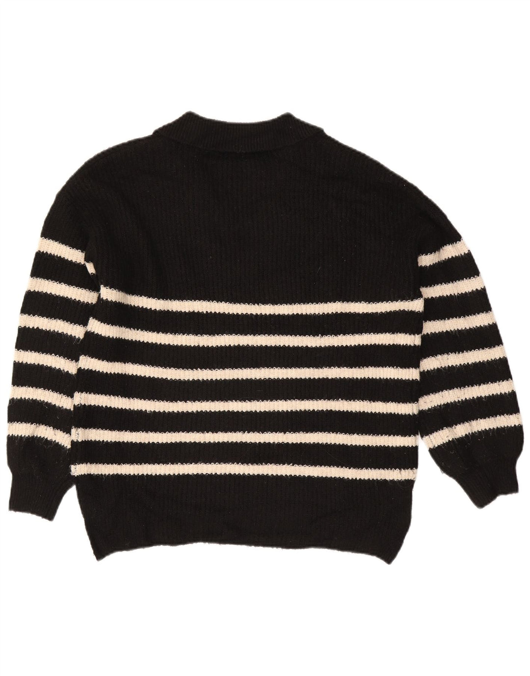 Maglione maglione da donna Marks & Spencer con collo a polo UK 14 medio a righe nere