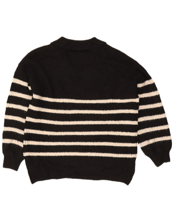 Maglione maglione da donna Marks & Spencer con collo a polo UK 14 medio a righe nere